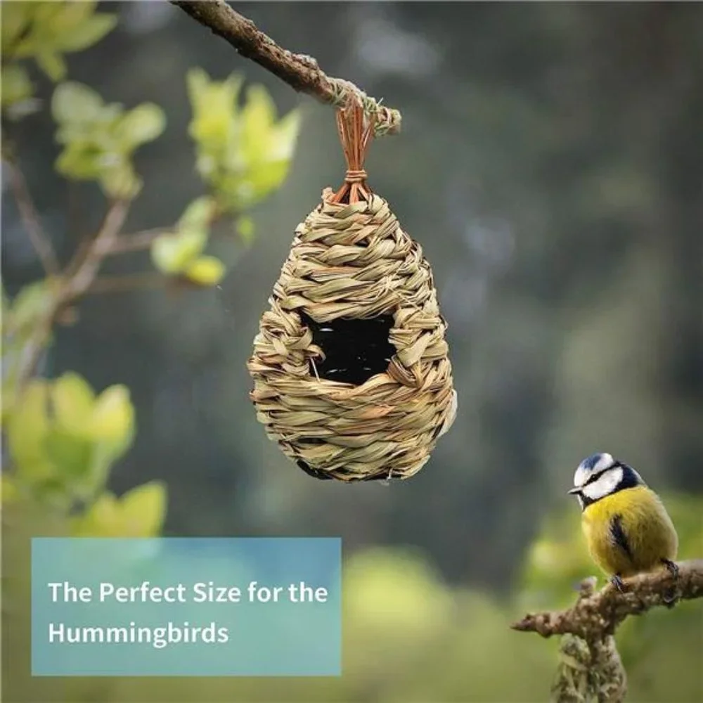 Hummingbird House for Outside, Grass Hanging Wren Finch Song Birds House